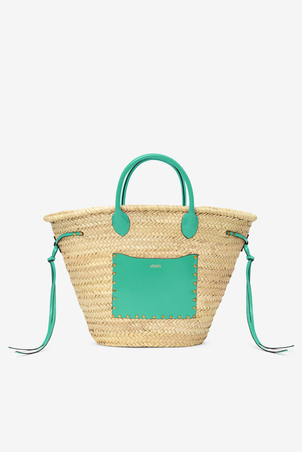 Isabel Marant Cadix Raffia and Leather Basket Bag - Square