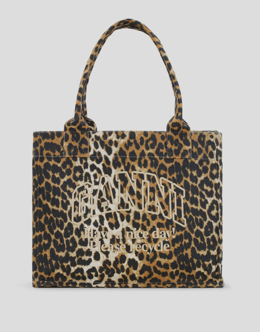 Ganni Large Easy Shopper Print Leopard