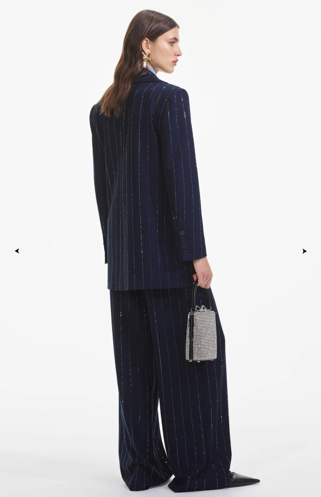 Self Portrait Rhinestone Pinstripe Trousers