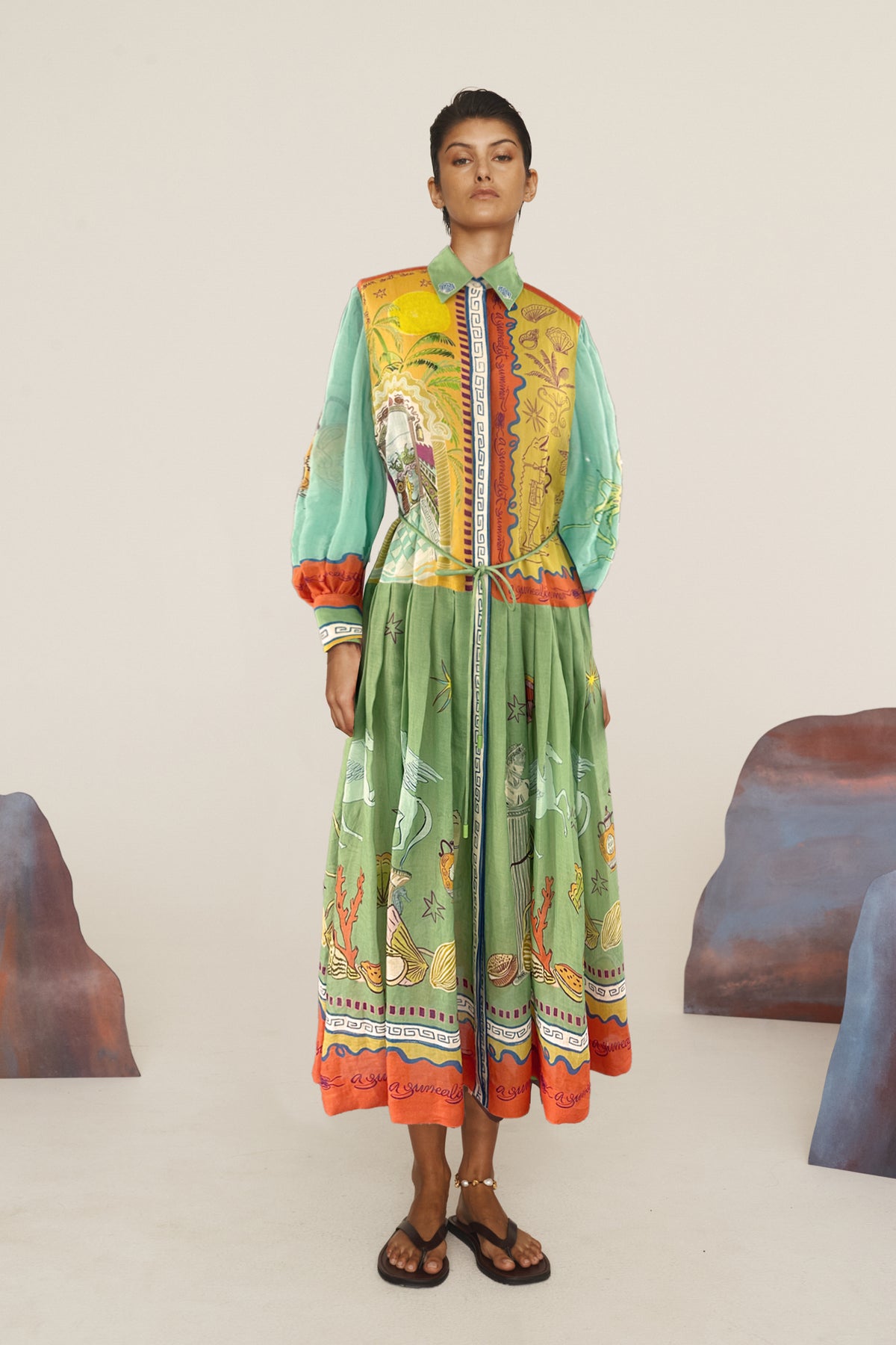 Alemais Surrealist Summer Ramie Shirtdress