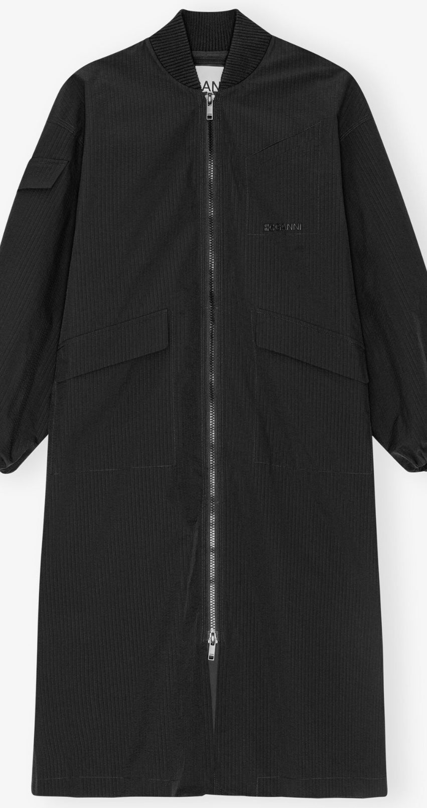 Ganni Oversized Tech Seersucker Shell Coat