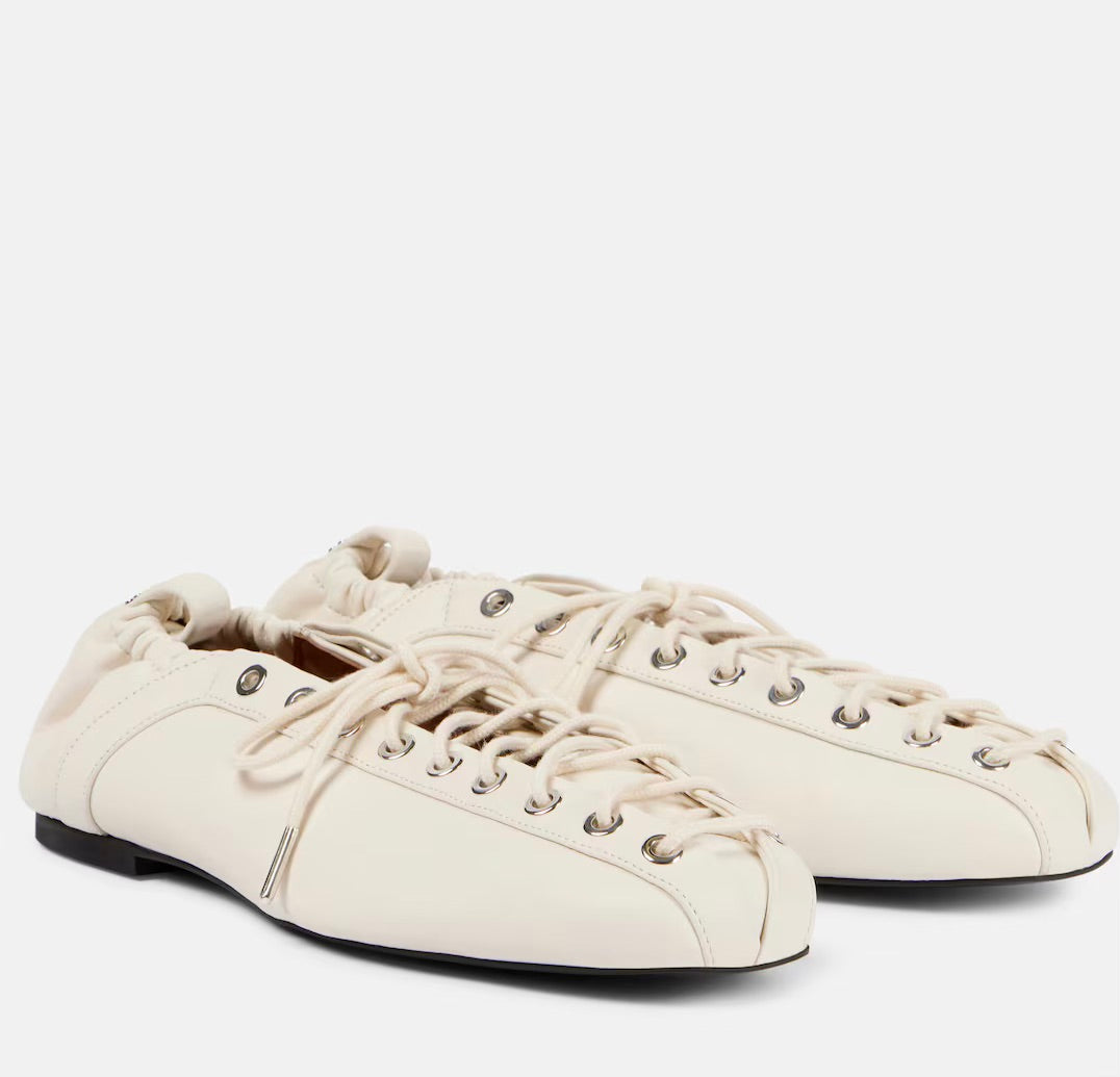 Ganni Eyelets Lace Up Ballerina