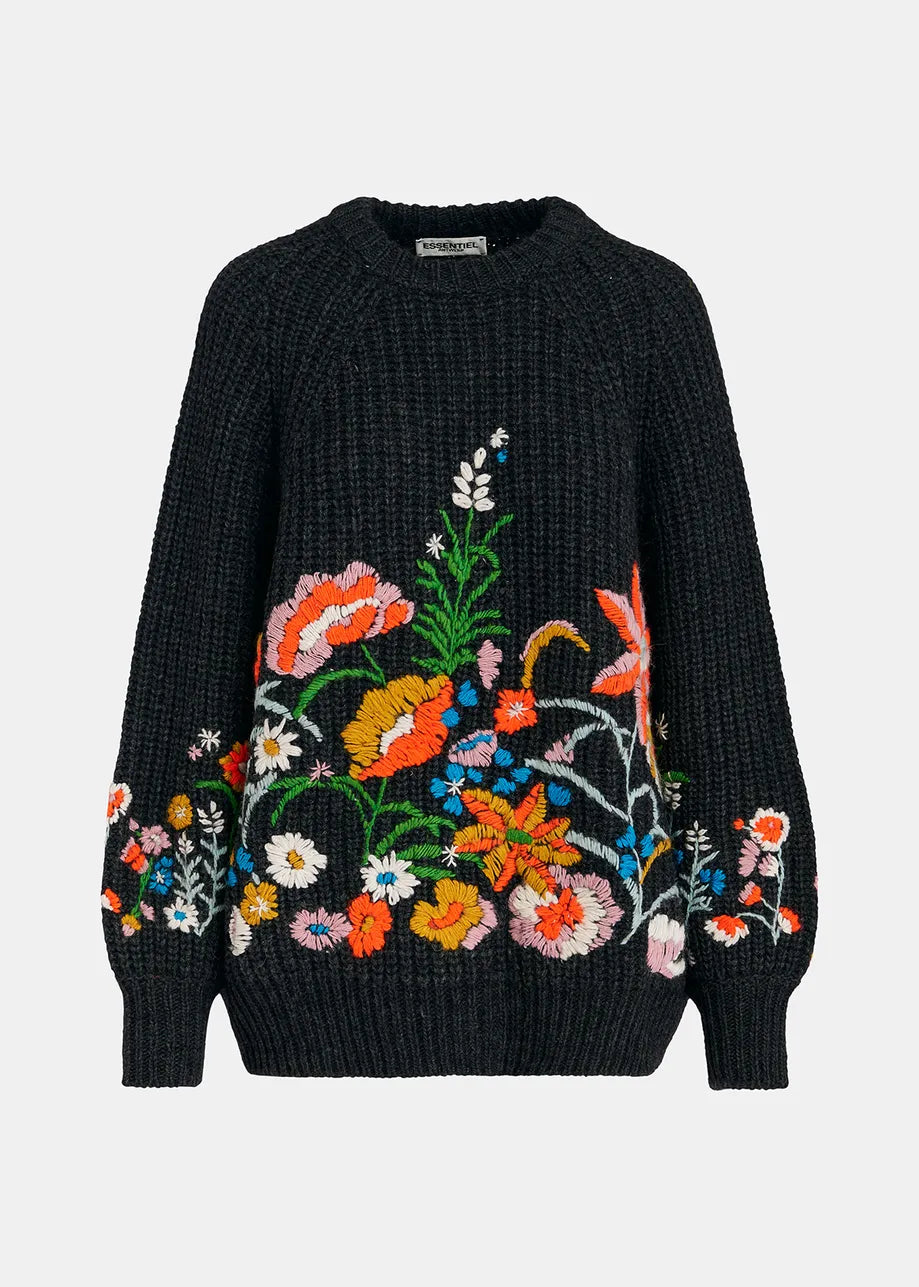 Essentiel Antwerp Glossy Embroidered Knit Pullover