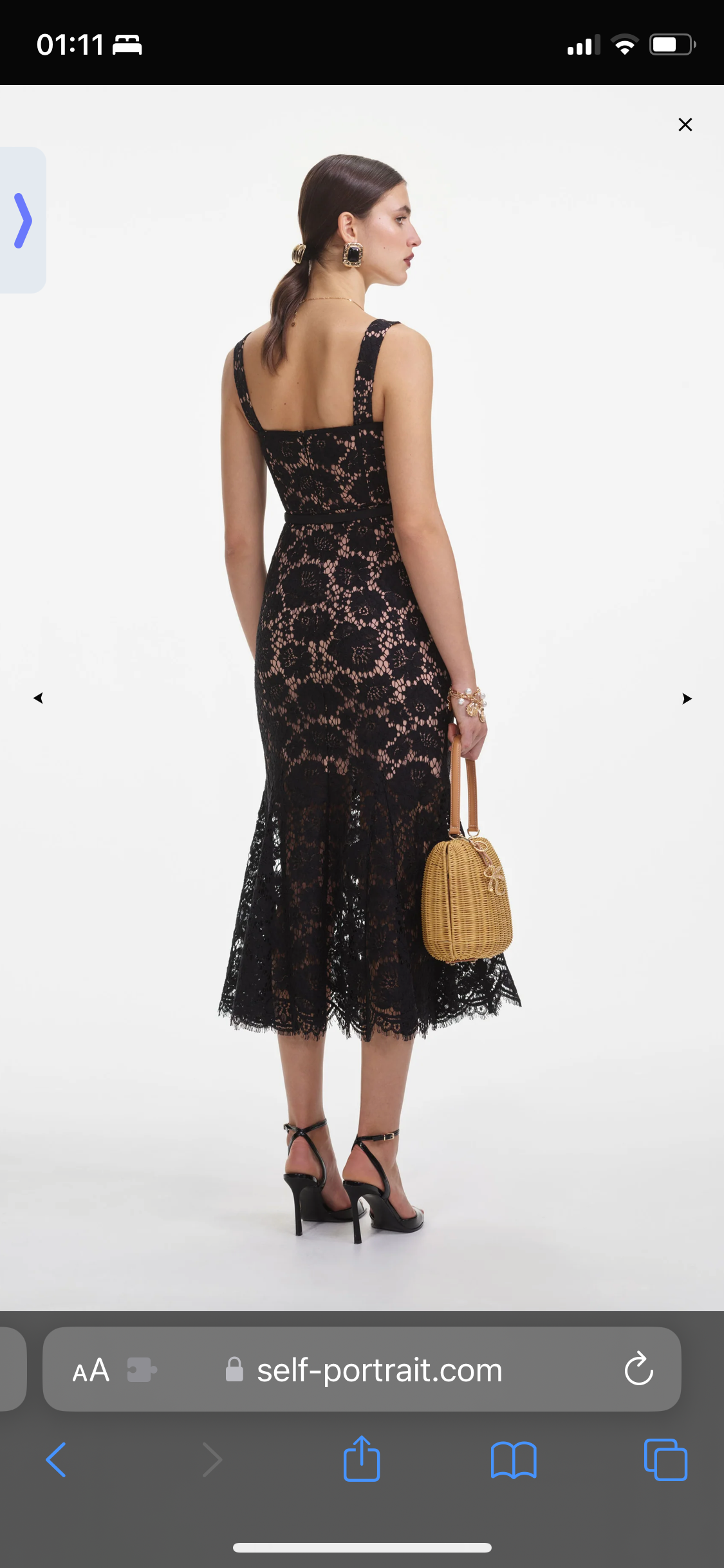 Self Portrait Black Fine Lace Midi Dress