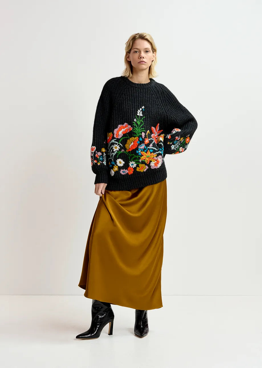 Essentiel Antwerp Glossy Embroidered Knit Pullover