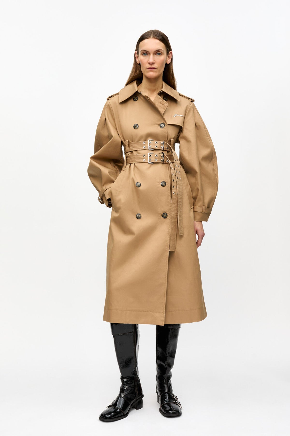 Ganni Bonded Cotton Trench Coat