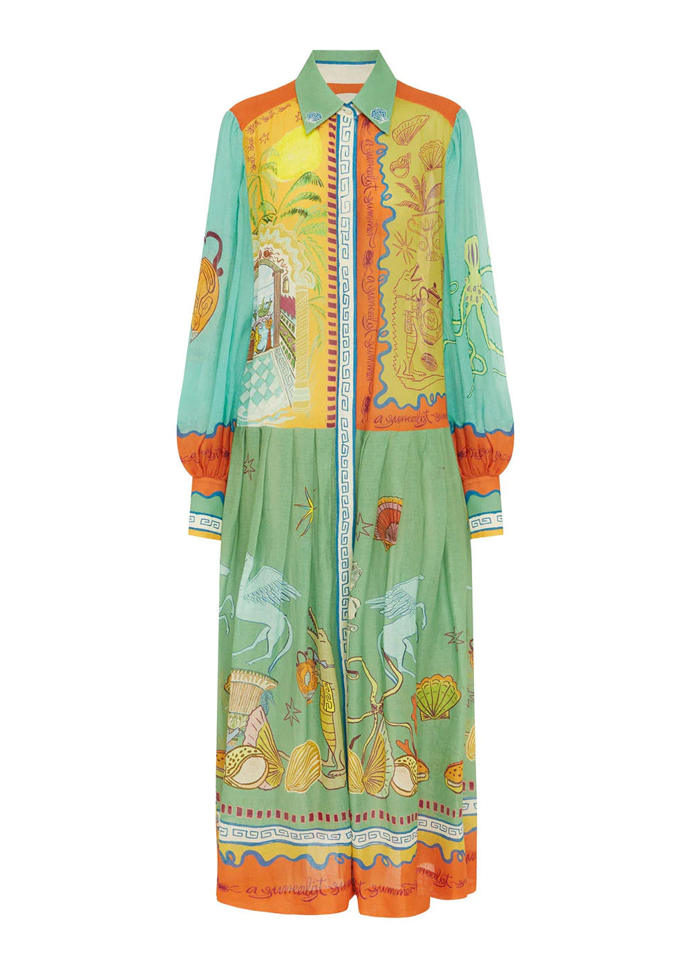 Alemais Surrealist Summer Ramie Shirtdress