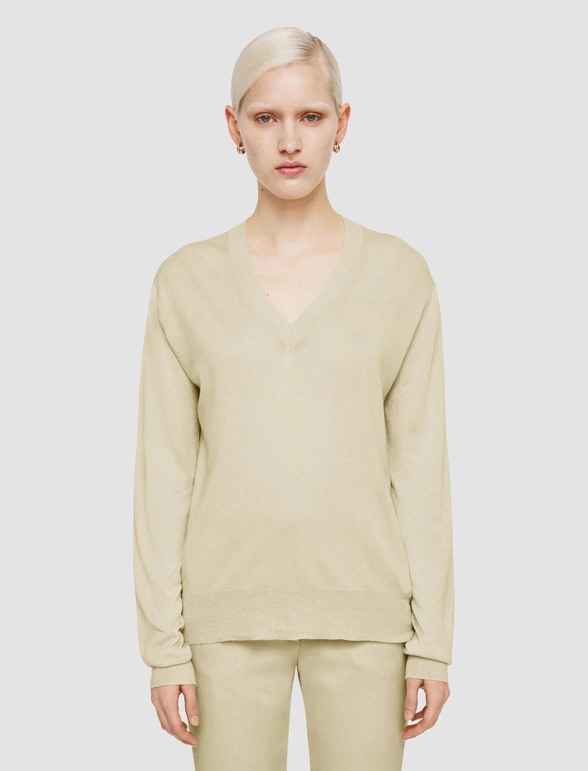 Joseph Superfine Cotton Silk V Neck Jumper