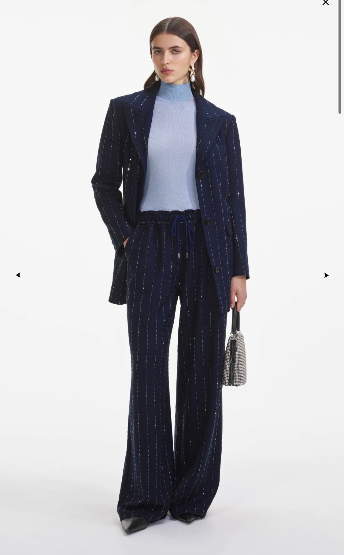 Self Portrait Rhinestone Pinstripe Trousers