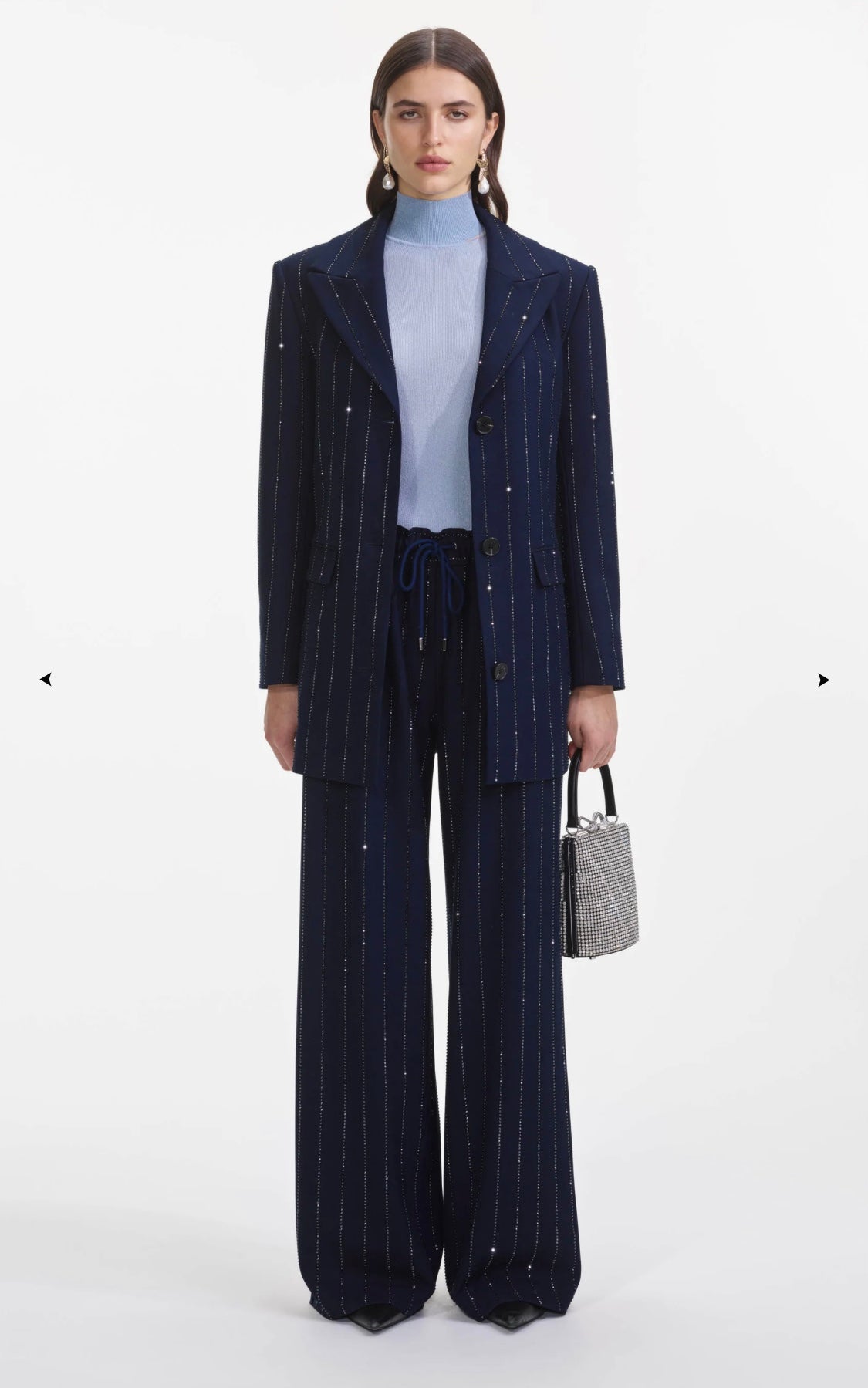 Self Portrait Rhinestone Pinstripe Trousers