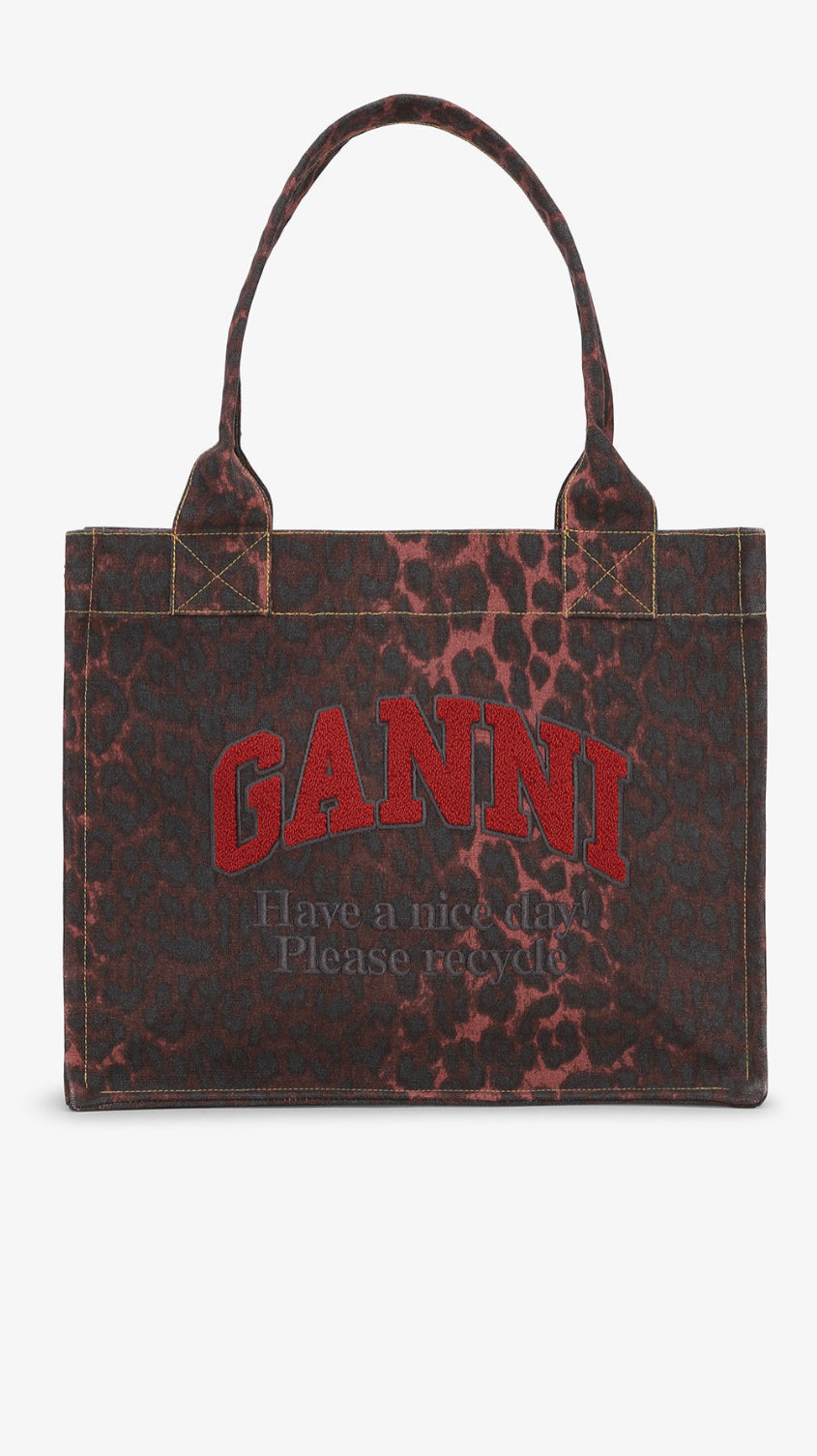 Ganni Large Easy Shopper Red Leopard