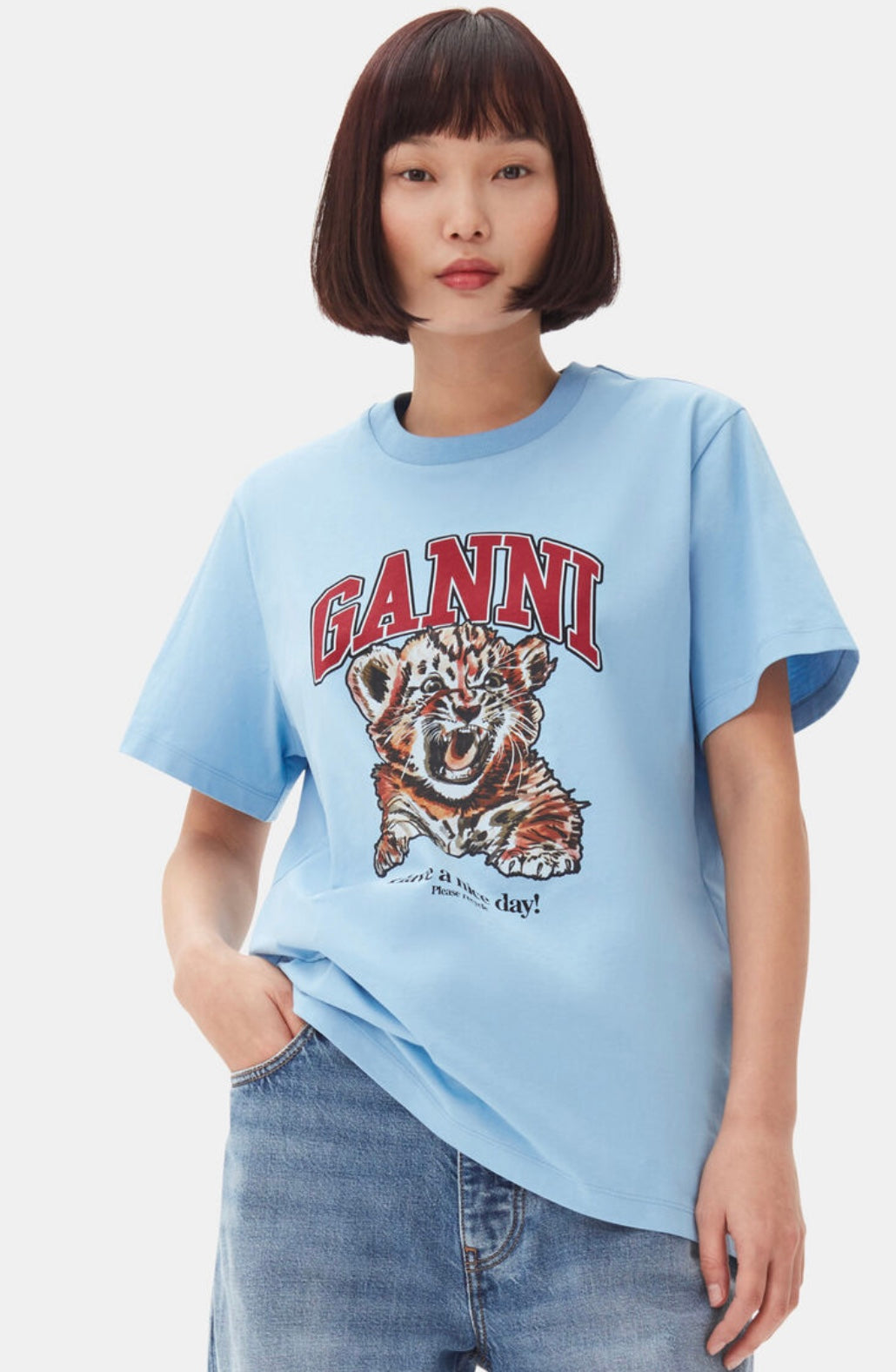 Ganni Basic Jersey Tiger Relaxed T-Shirt