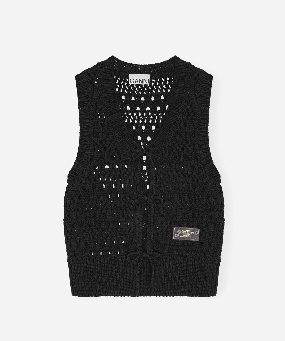 Ganni Cotton Mix Tie String Vest