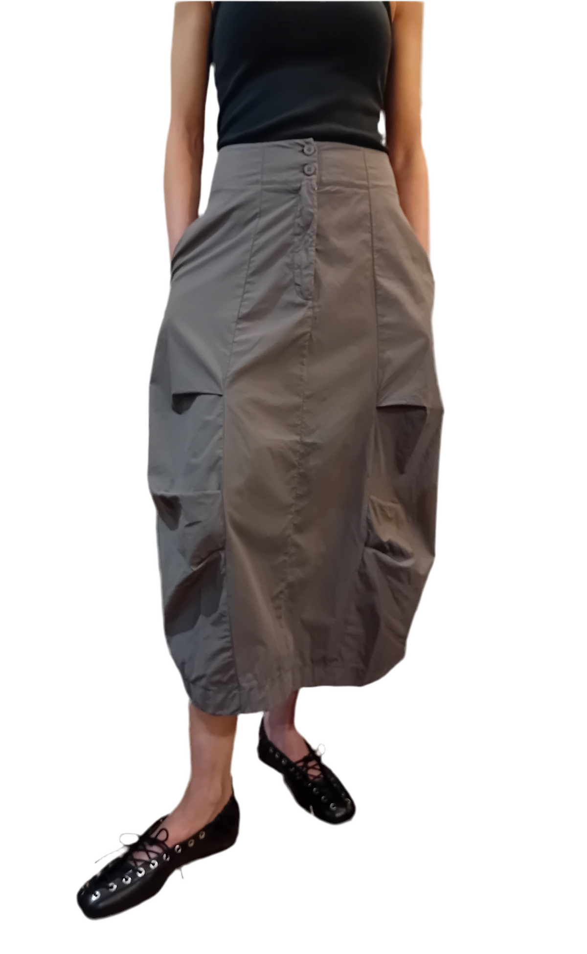 Transit Button Closure Maxi Skirt