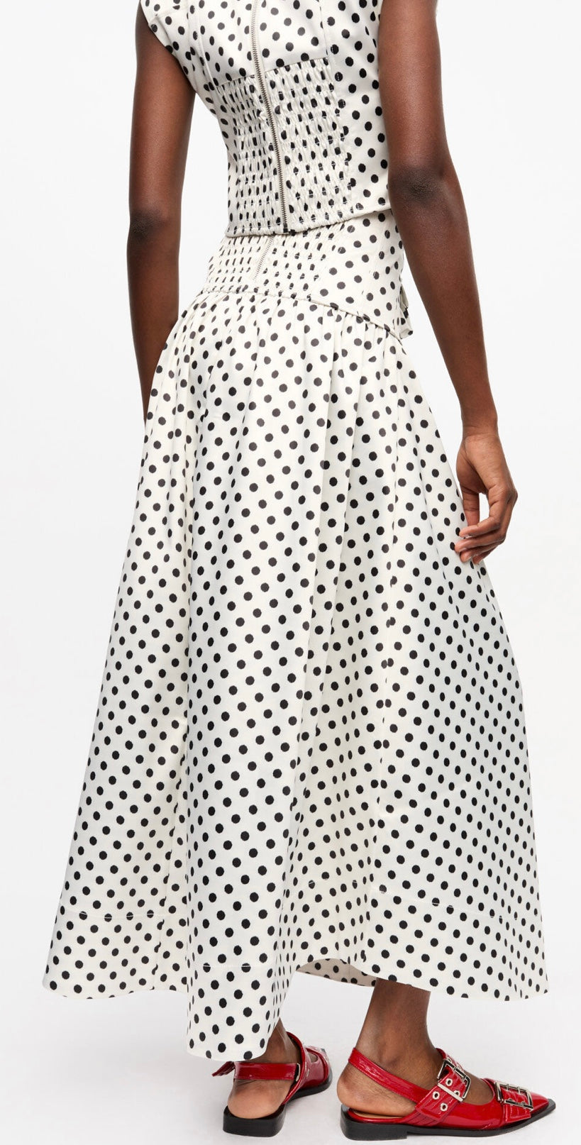 Ganni Printed Double Satin Long Pocket Skirt