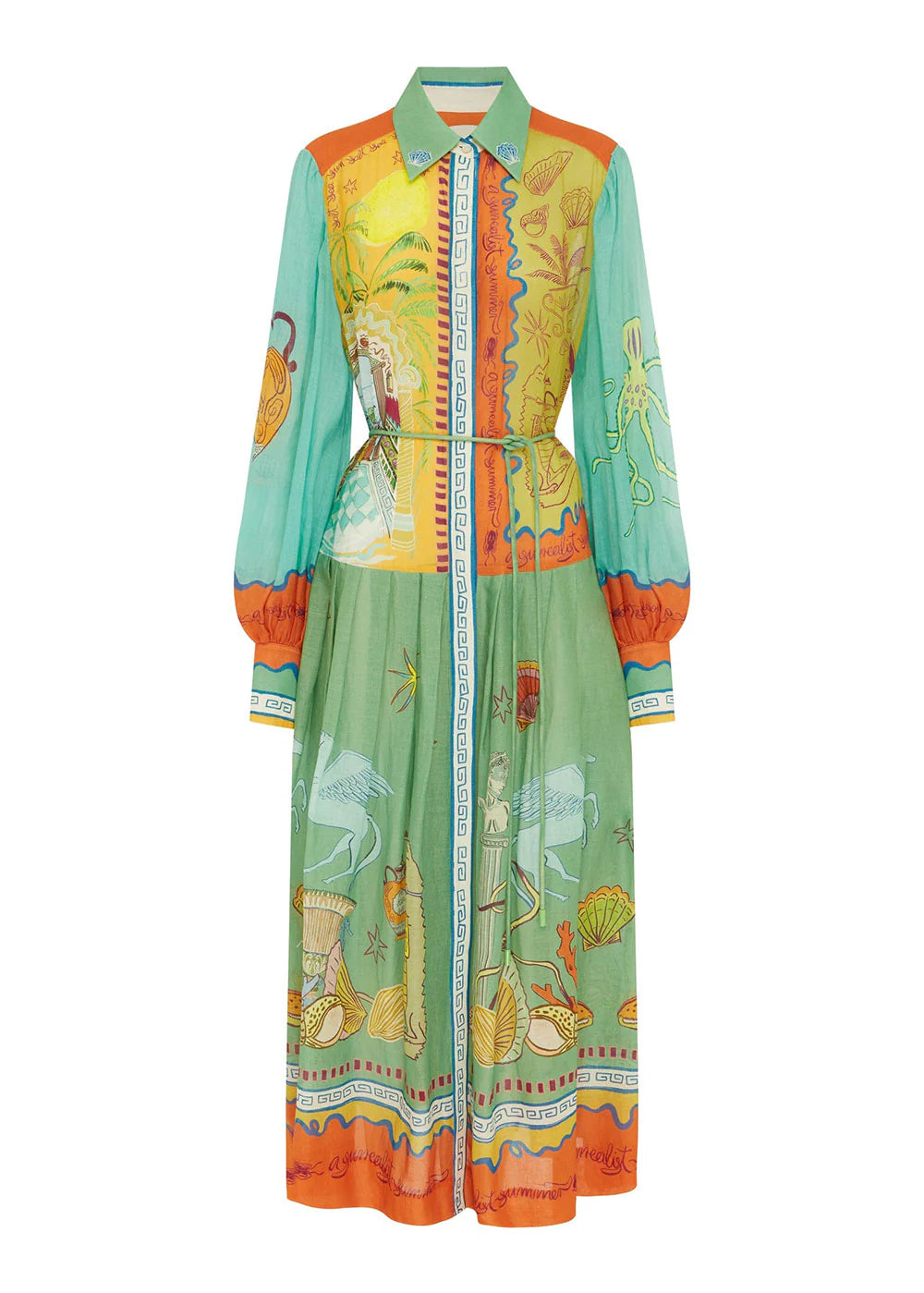 Alemais Surrealist Summer Ramie Shirtdress