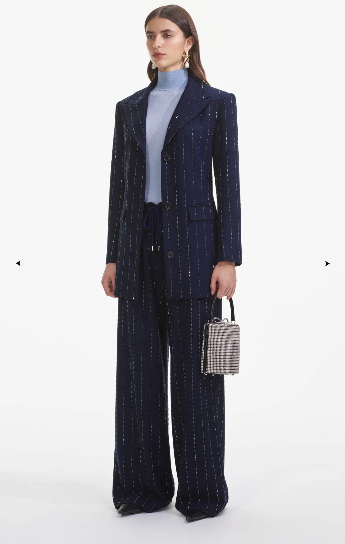 Self Portrait Rhinestone Pinstripe Trousers