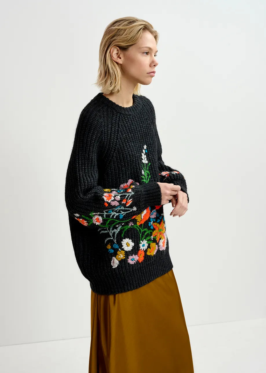 Essentiel Antwerp Glossy Embroidered Knit Pullover