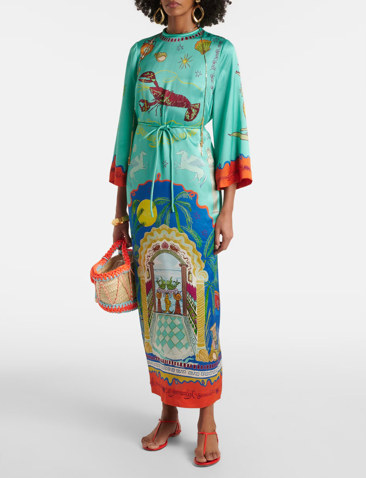 Alemais Surrealist Summer midi  Silk Dress