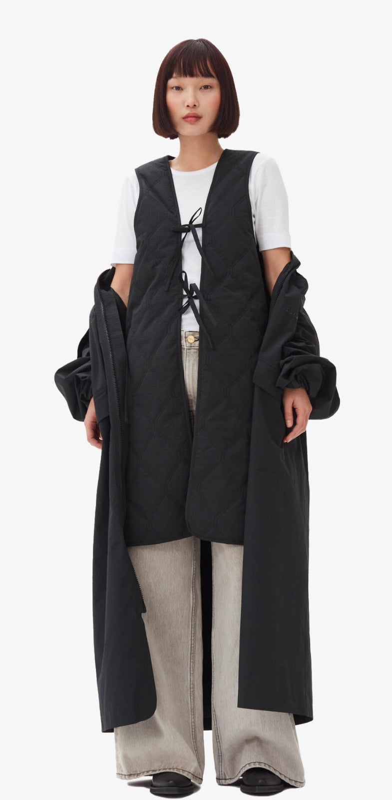 Ganni Oversized Tech Seersucker Shell Coat