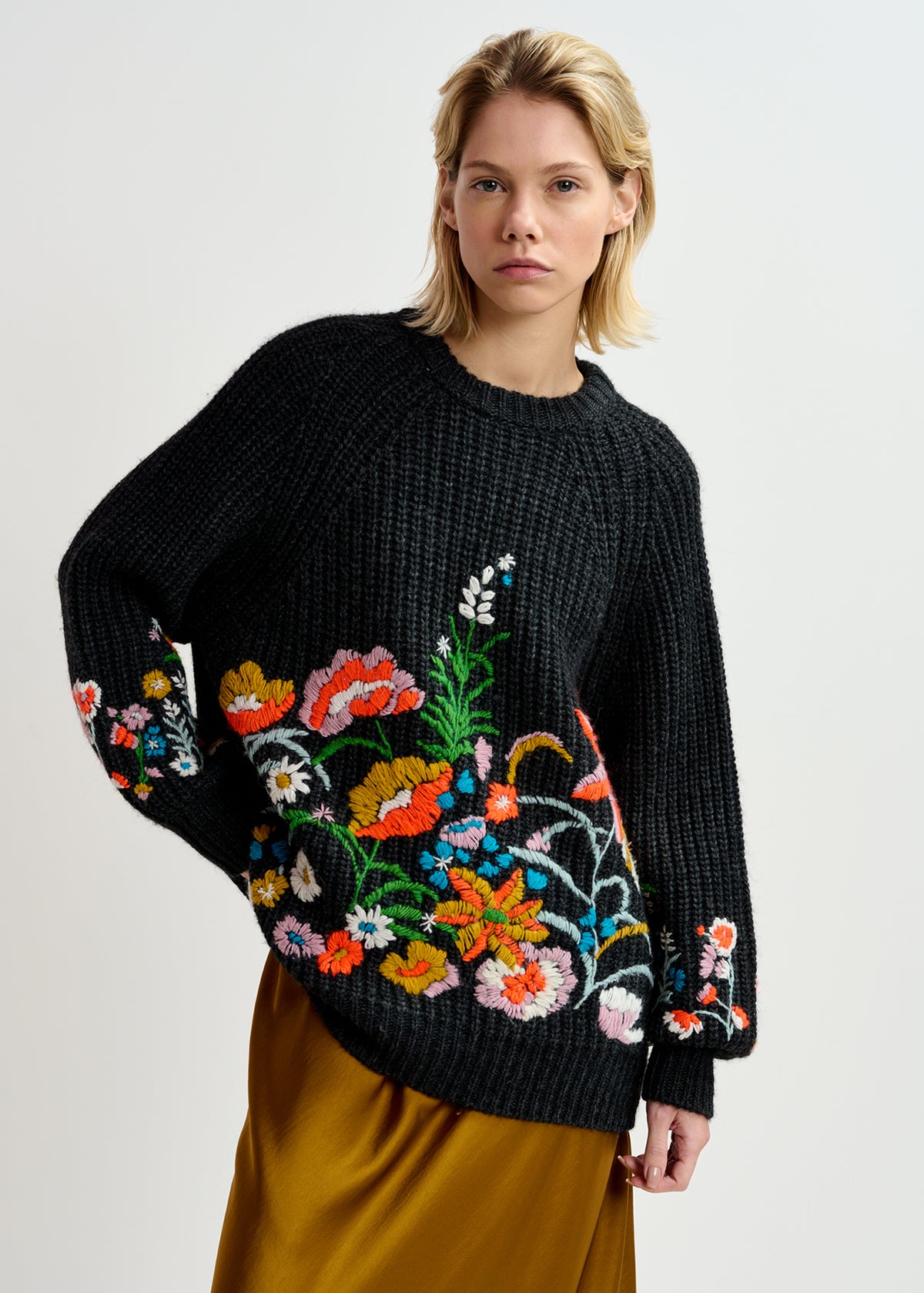 Essentiel Antwerp Glossy Embroidered Knit Pullover