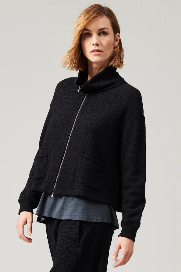 Transit Wool and Viscose Jacquard Knit Zipped Jacket