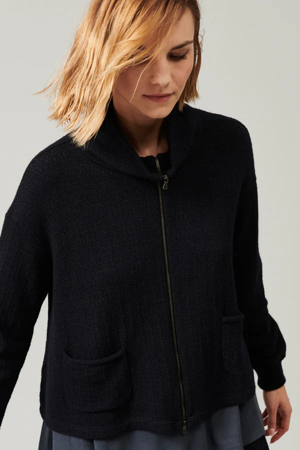 Transit Wool and Viscose Jacquard Knit Zipped Jacket