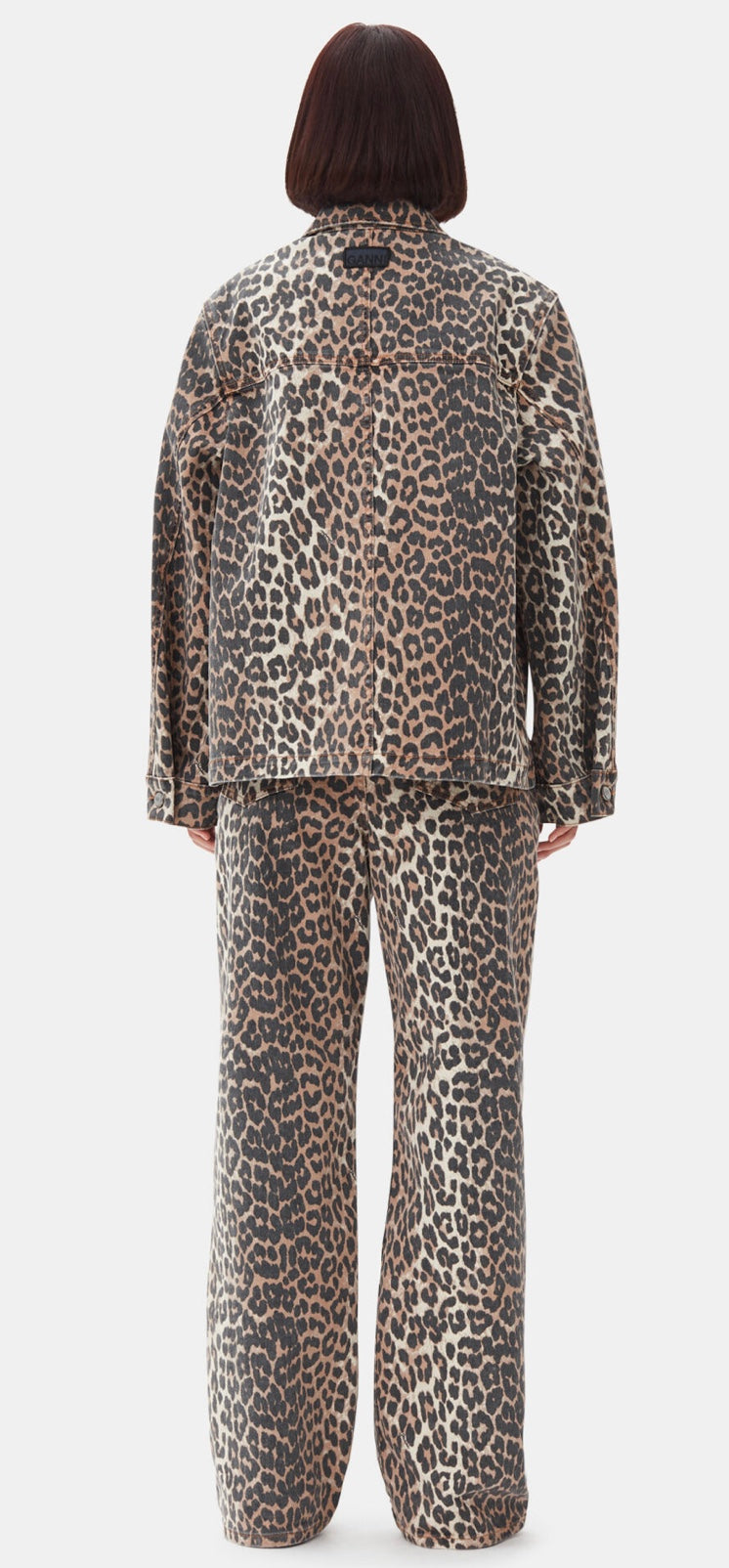 Ganni Leopard Printed Denim Jacket