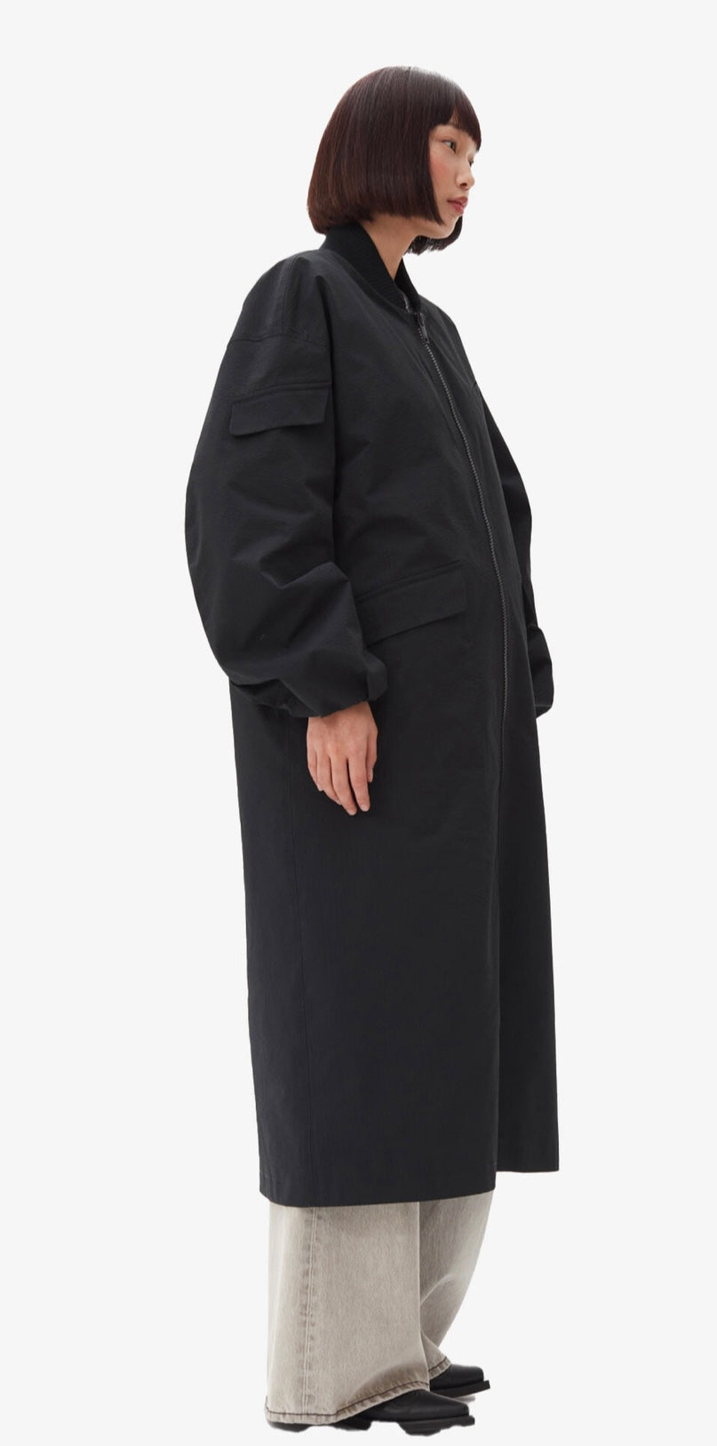 Ganni Oversized Tech Seersucker Shell Coat