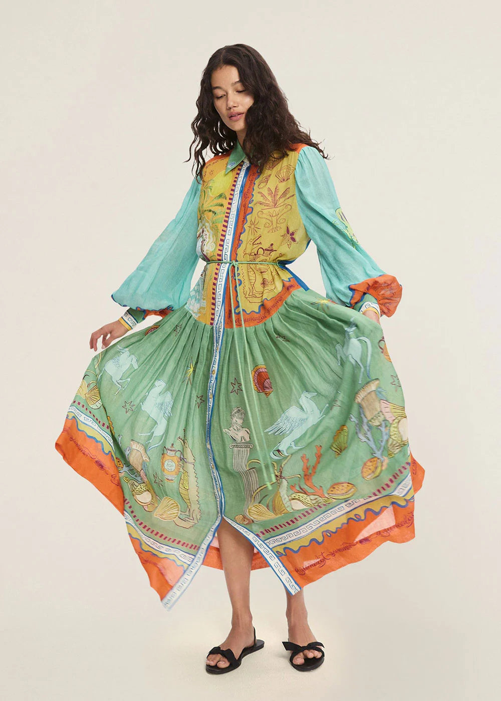 Alemais Surrealist Summer Ramie Shirtdress