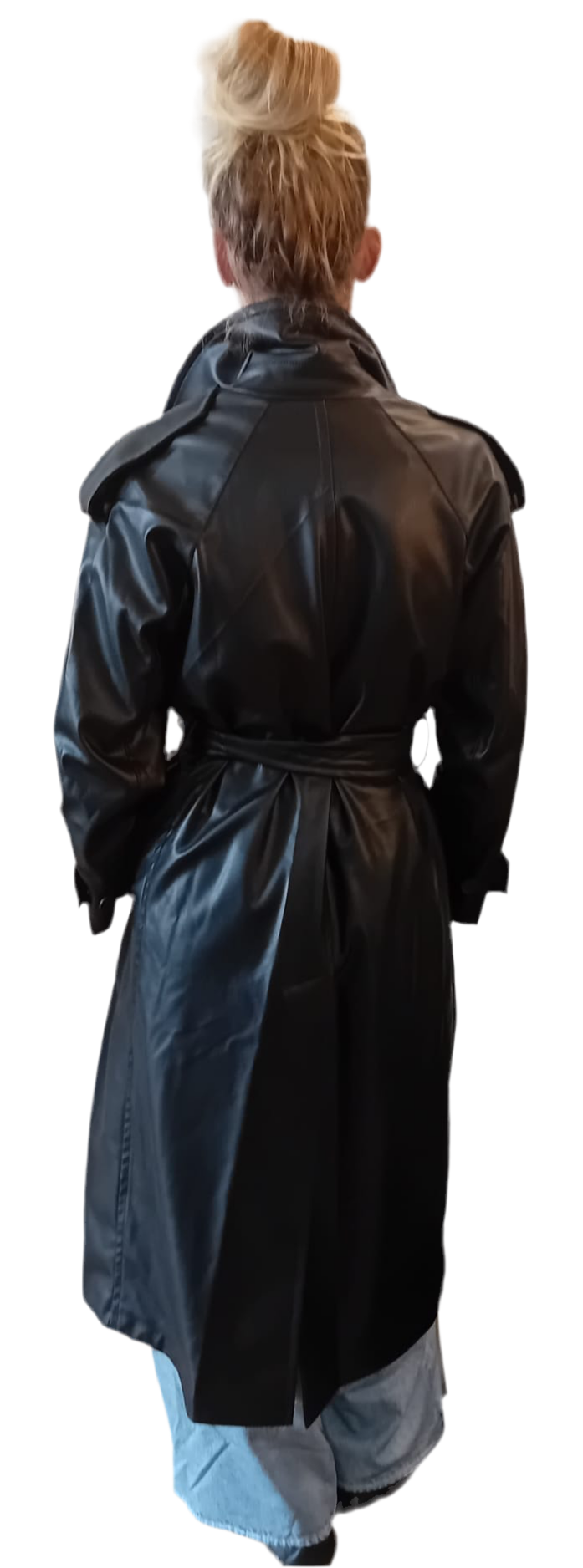 Black Label Faux Leather Trench Coat