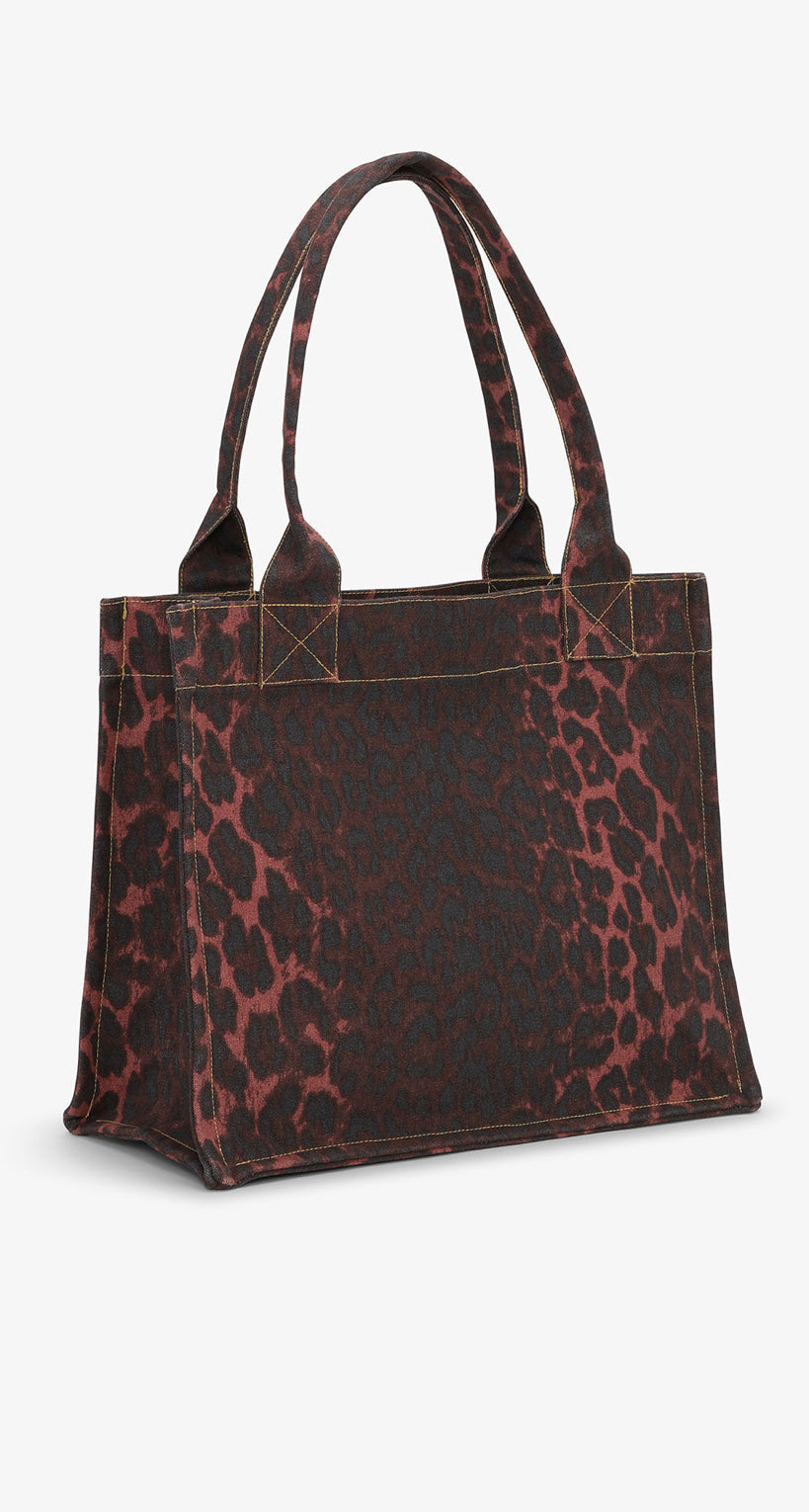 Ganni Large Easy Shopper Red Leopard